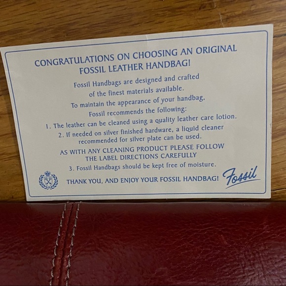 Fossil Leather Tote Handbag Red Medium - Picture 10 of 10